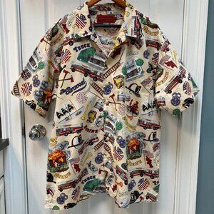Kimoshan Firefighter Short Sleeve Button Down Shirt Size XL